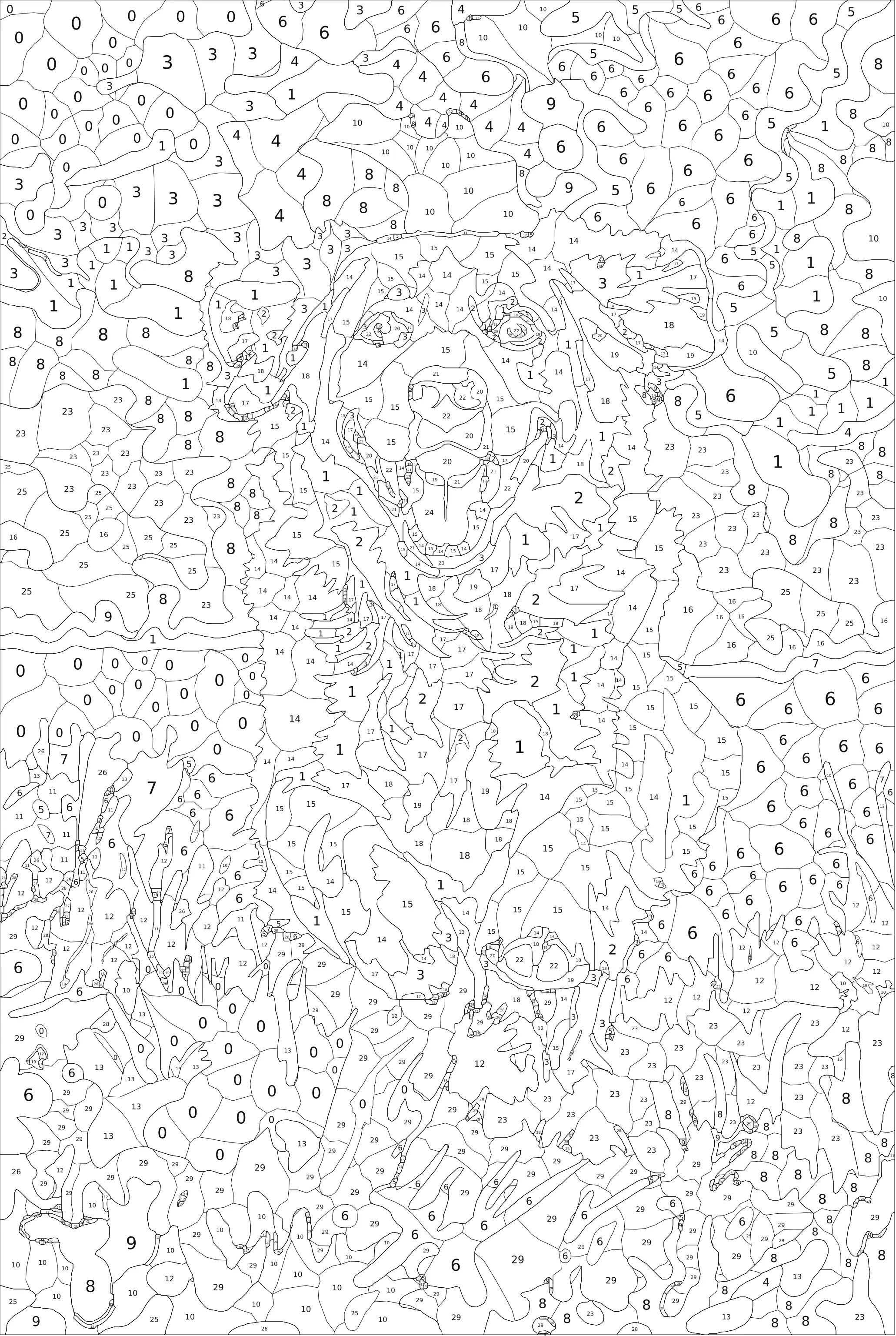 Grille de coloriage mystère pour animaux (chien)