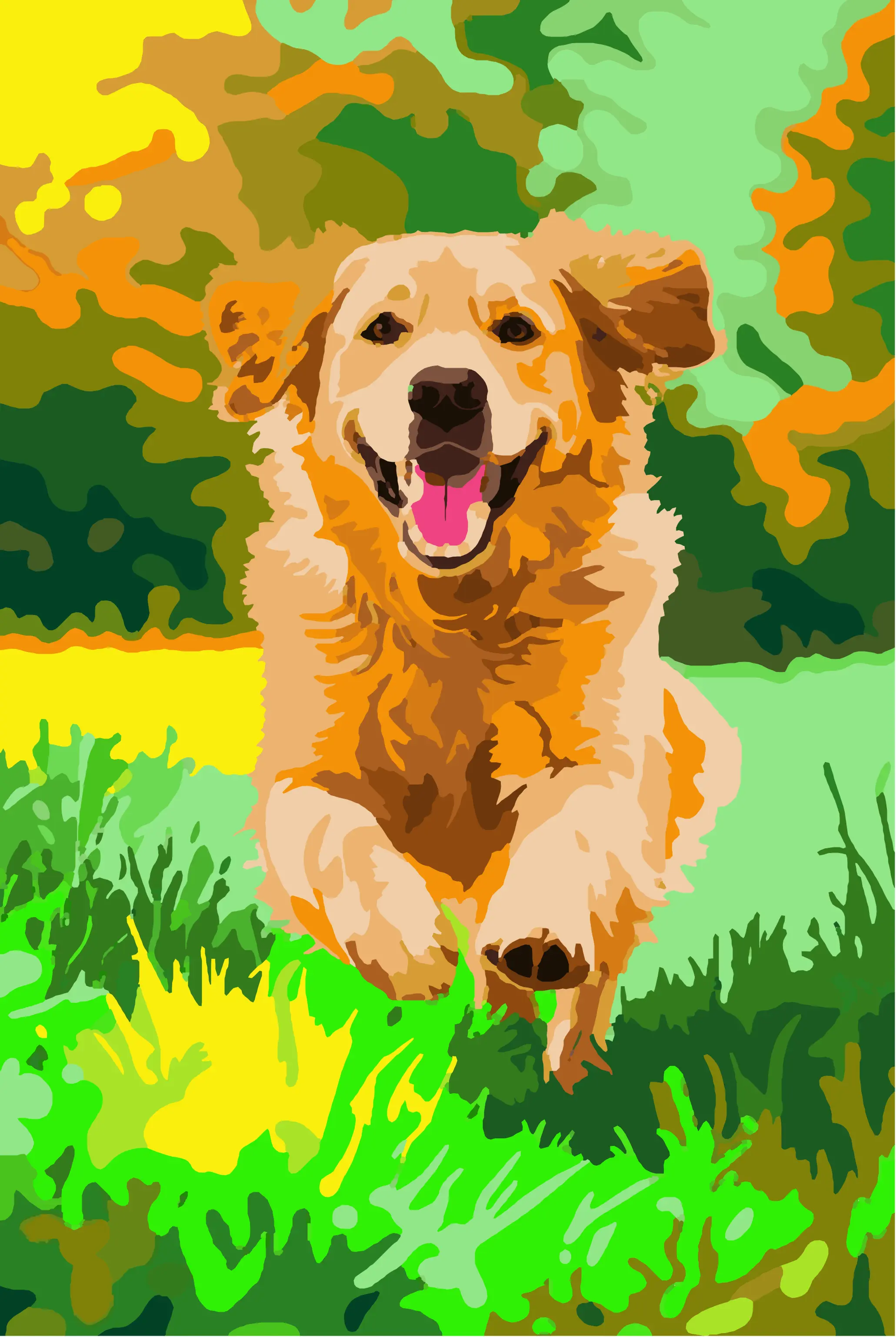 Coloriage mystère animaux à imprimer (chien)