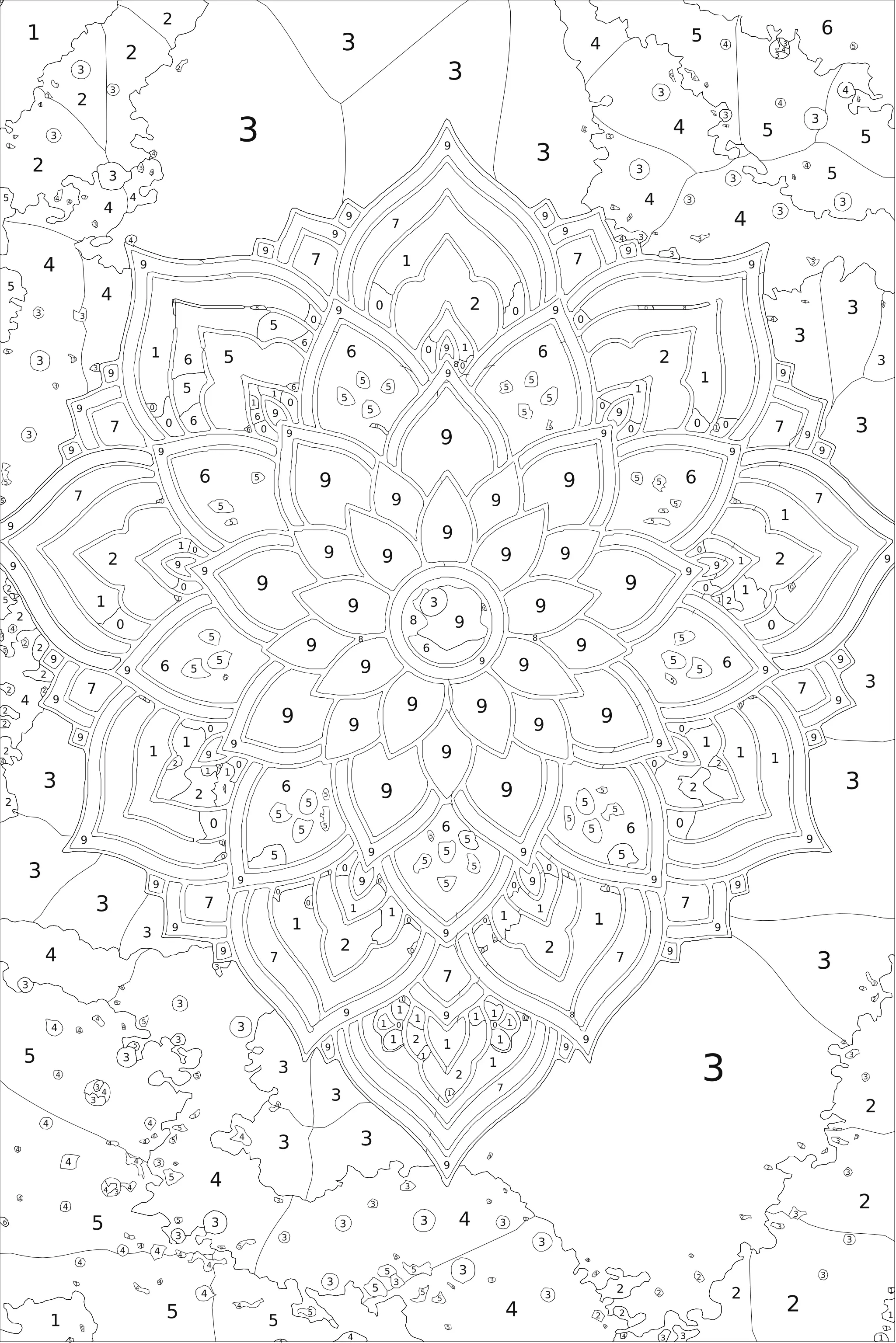 Grille de coloriage mystère à imprimer (mandala)