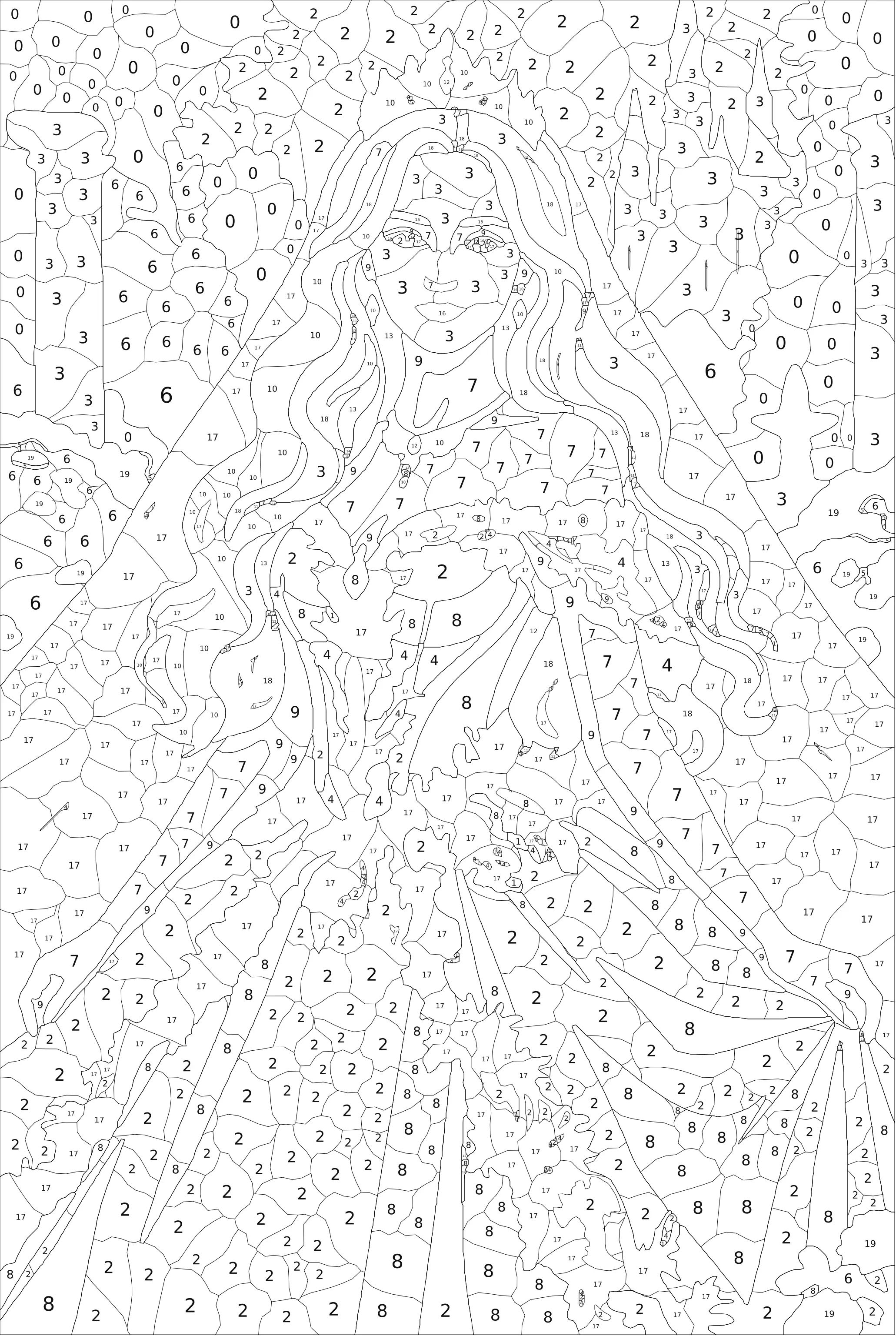 Grille de coloriage mystère à imprimer (princesse)