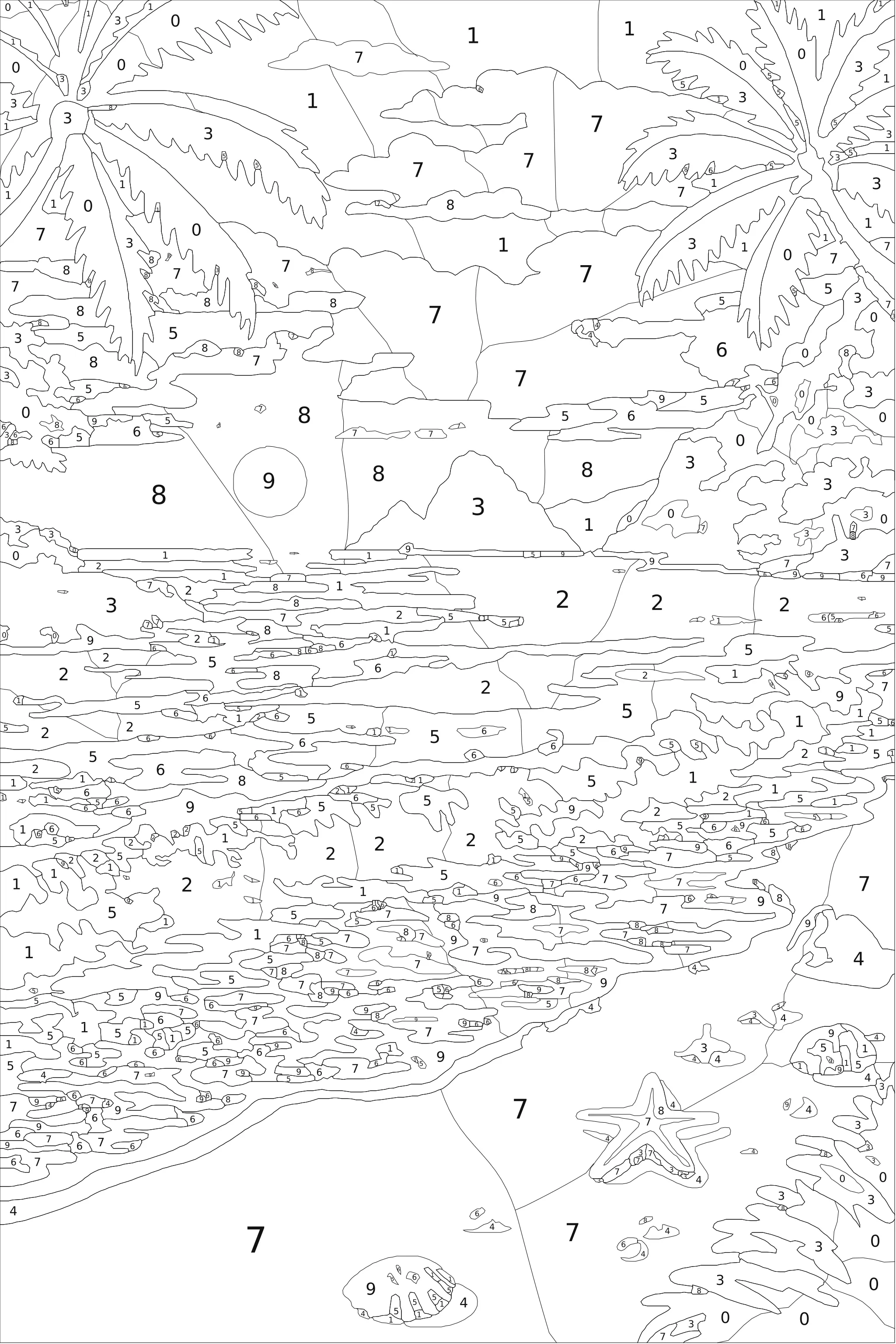 Grille de coloriage mystère à imprimer (océan)