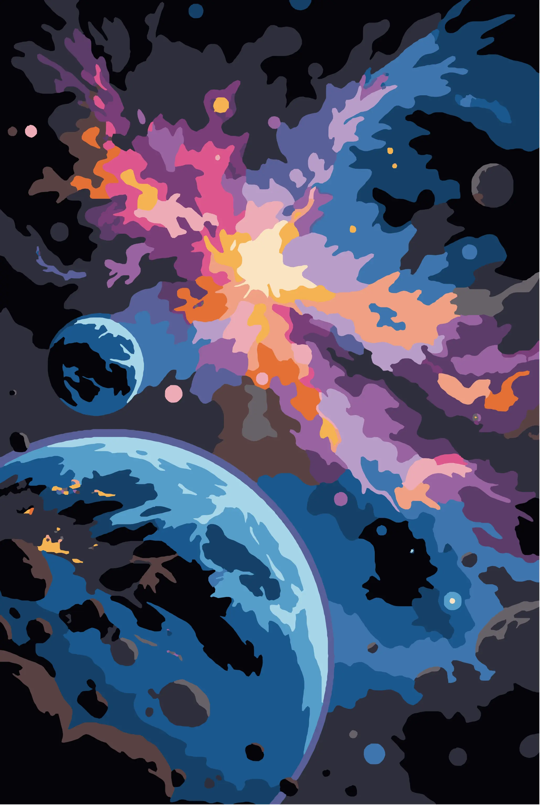 Coloriage mystère espace pour enfants